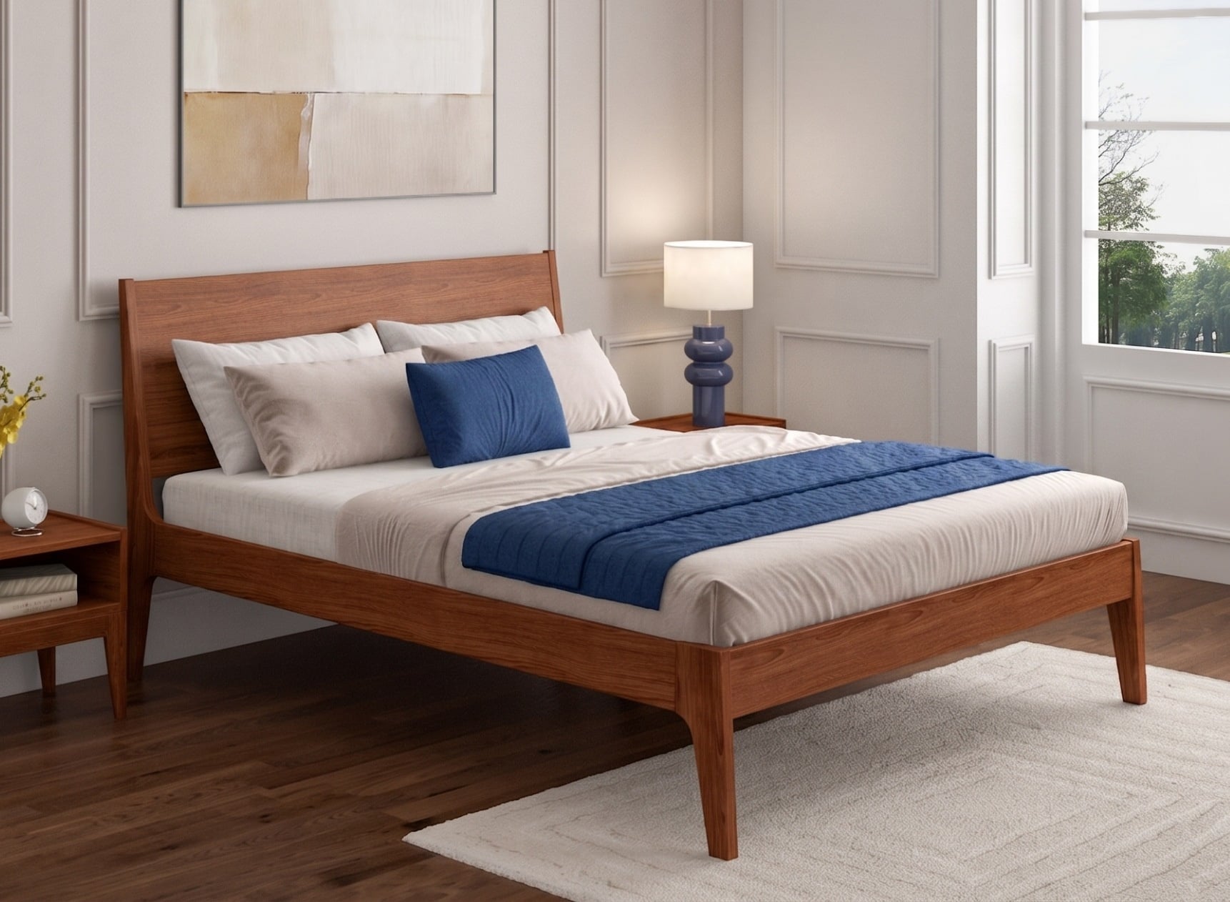 Lit en bois massif 160x200 GABRIEL - Noyer 1