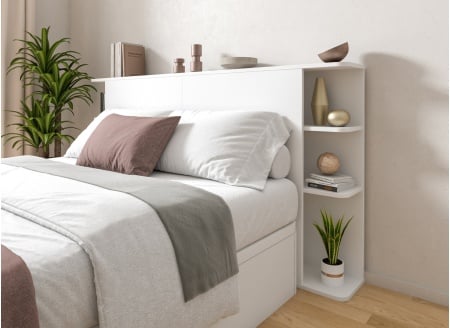 Tête de lit avec rangement 200 cm COLETTE - Blanc - 1