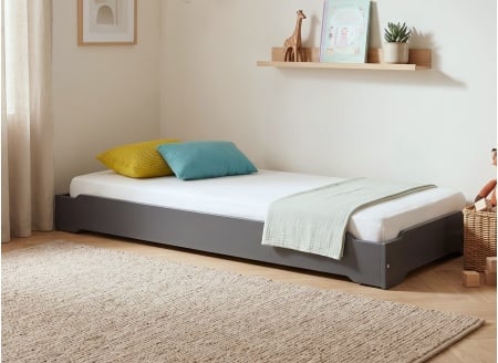 Lit enfant 90x190 en Pin massif SCOTT - Ardoise 1
