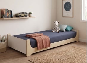 Lit enfant 90x190 KALIX - Blanc/Bois - 1