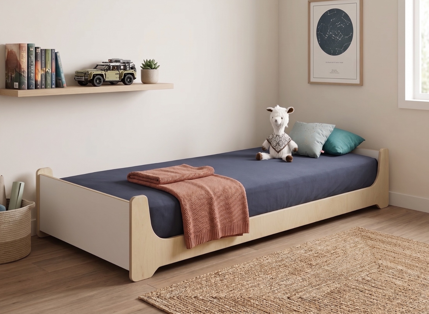 Letto per bambini 90x190 KALIX - Bianco/Legno