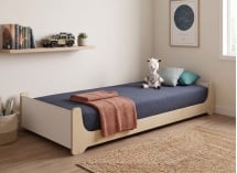 Lit enfant 90x190 KALIX - Blanc/Bois - 1