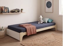 Lit enfant 90x190 KALIX - Blanc/Bois - 2