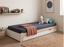 Lit enfant 90x190 KALIX - Blanc/Bois - 3