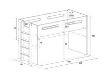 Lit mi-hauteur 90x190 ANDY - Blanc - 6