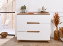 Commode 3 tiroirs ALBI Blanc/Chêne - 2