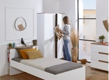 Armoire 2 portes ALBI Blanc/Chêne - 4