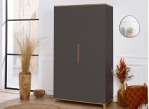 Armoire 2 portes ALBI Ardoise/Chêne - 1
