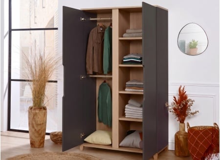 ALBI 2-door wardrobe - Slate/Oak