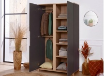 Armoire 2 portes ALBI Ardoise/Chêne - 2