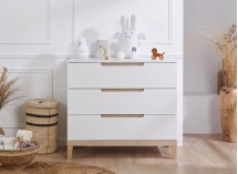 Commode 3 tiroirs VOLT  – Blanc/Hêtre - 2