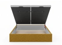 Lit coffre 160x200 en tissu grainé ALOE - Moutarde - 9