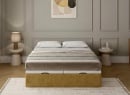 Lit coffre 140x200 en tissu grainé ALOE - Moutarde - 3