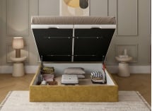 Lit coffre 140x200 en tissu grainé ALOE - Moutarde - 4