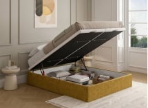 Lit coffre 160x200 en tissu grainé ALOE - Moutarde - 2