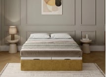 Lit coffre 160x200 en tissu grainé ALOE - Moutarde - 4