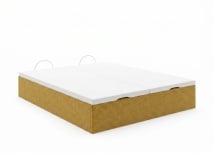 Lit coffre 140x200 en tissu grainé ALOE - Moutarde - 11