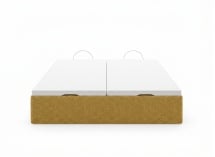 Lit coffre 140x200 en tissu grainé ALOE - Moutarde - 12