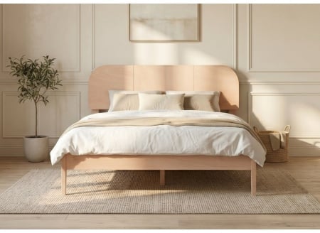 CELESTE Solid Wood Bed with Headboard 140x190 - Beech