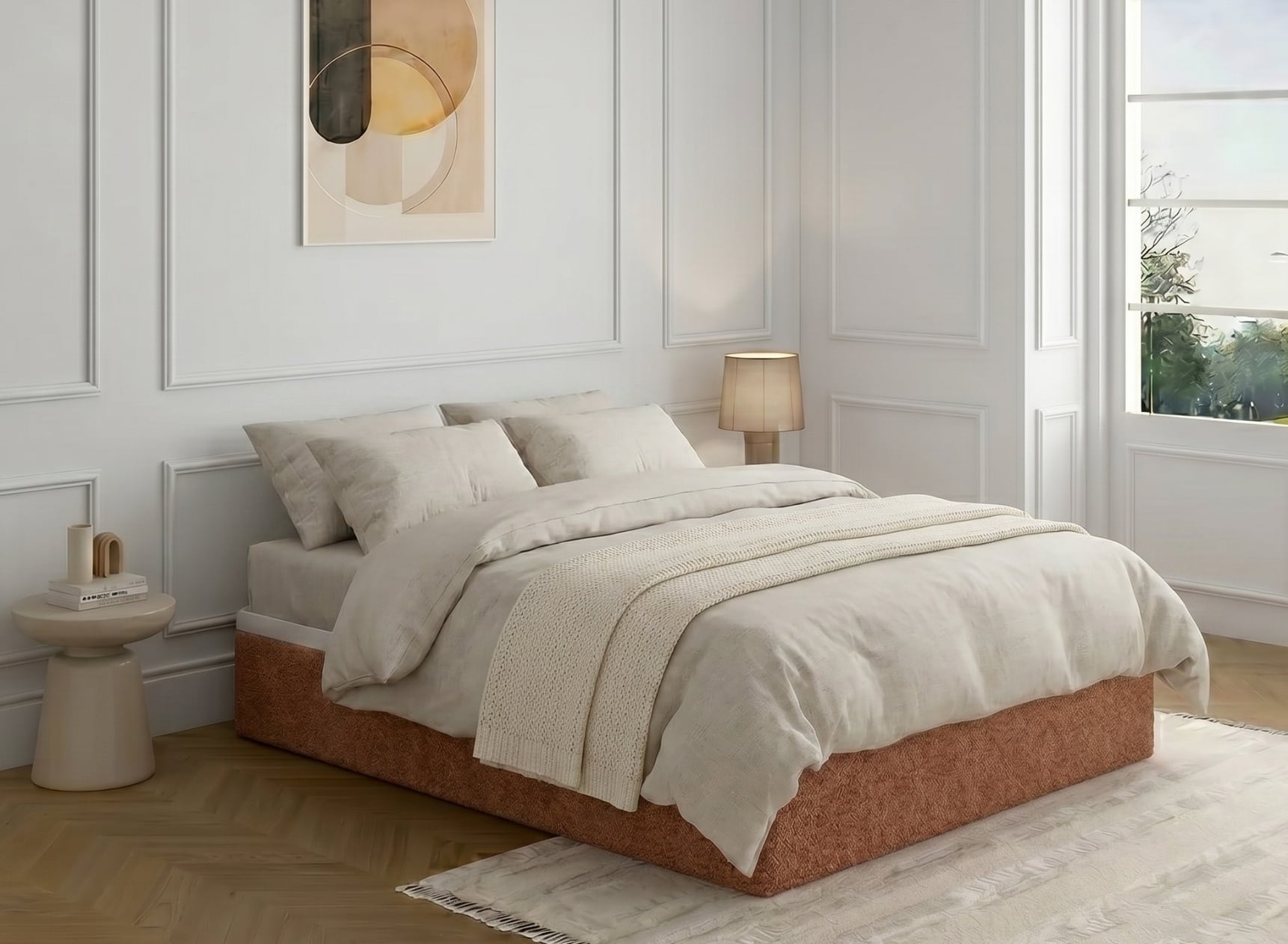 Lit coffre 160x200 ALOE - Terracotta 1