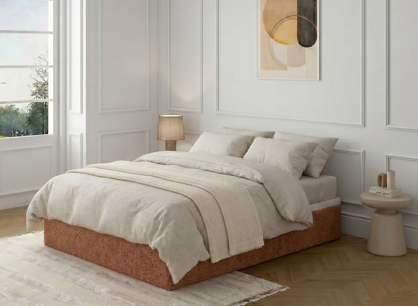 Lit coffre 140x200 ALOE - Terracotta 1