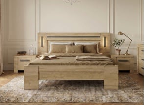 Tweepersoonsbed 180x200 met hoofdeind OSCAR - Eiken