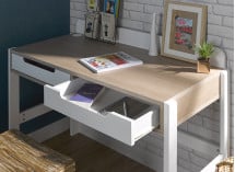 Bureau 2 tiroirs PRADO – Blanc/Chêne Nateo Concept - 2