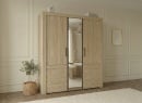 Armoire 3 portes avec miroir OSCAR - Chêne - 1