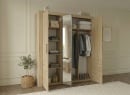 Armoire 3 portes avec miroir OSCAR - Chêne - 2
