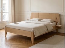 Lit double 140x190 + chevet BALI Chêne naturel - 1