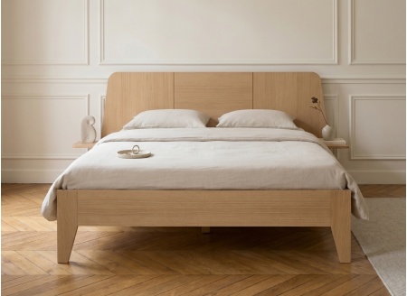 Cama doble 140x190 + mesita BALI - Roble natural