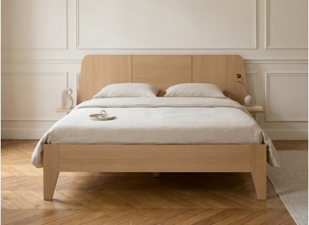140x190 double bed + BALI bedside table - Natural oak
