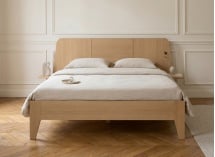 Lit double 140x190 + chevet BALI Chêne naturel - 2