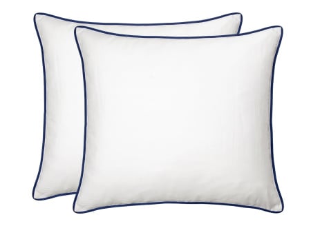 Lot de 2 taies 100% Coton - Blanc et Bleu Marine
