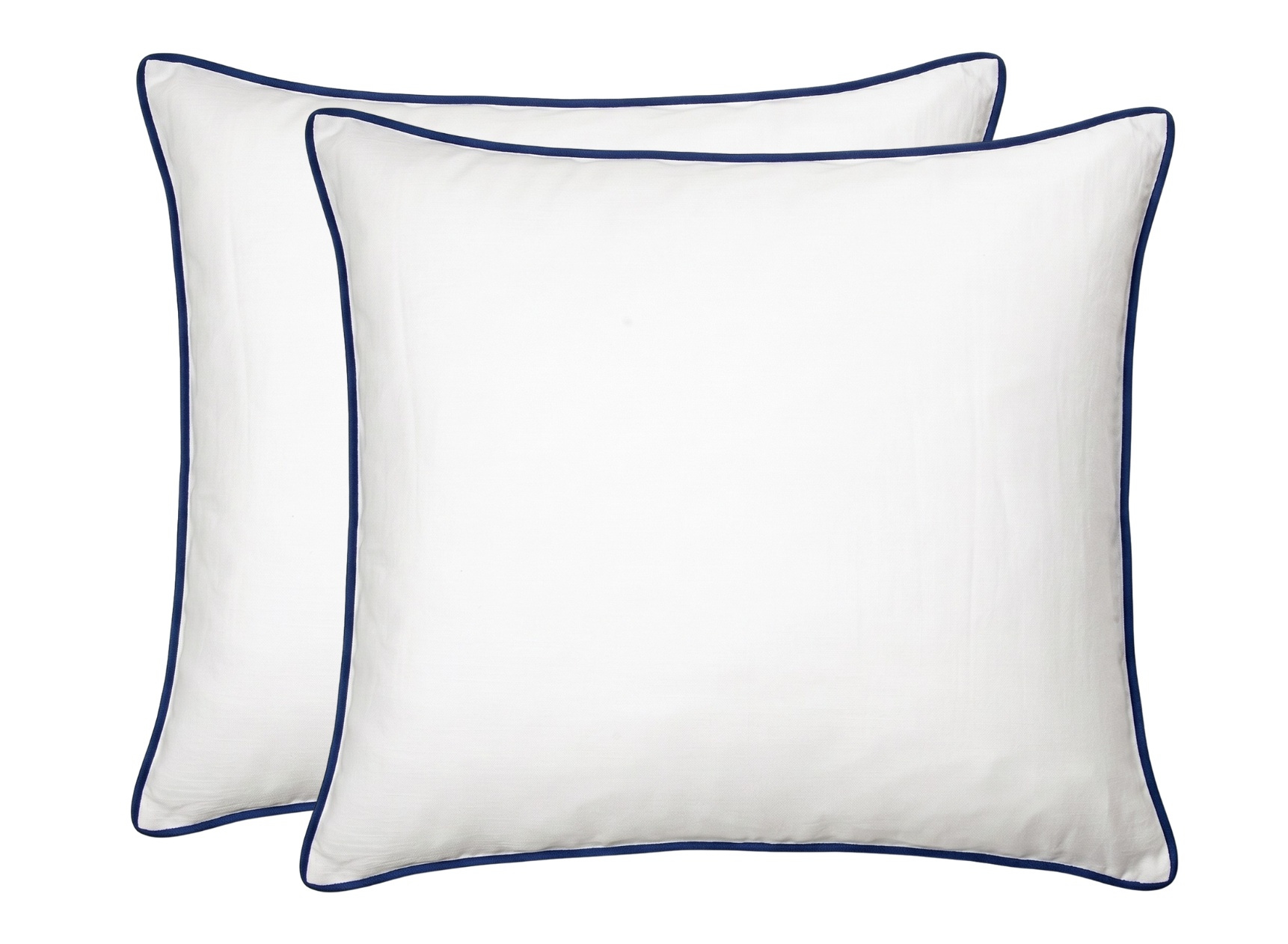Lot de 2 taies 100% Coton - Blanc et Bleu Marine
