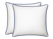Lot de 2 taies 100% Coton - Blanc et Bleu Marine