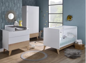 Chambre bébé complète HAXO - Blanc/Pin  - 1