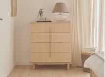 Commode 4 tiroirs avec pieds SINA - Chêne clair 1