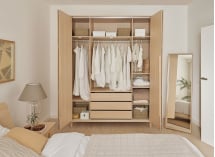 Armoire 4 portes avec pieds SINA - Chêne clair 2