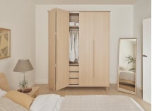 Armoire 4 portes avec pieds SINA - Chêne clair 3