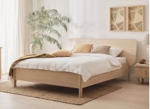 Lit double 140x200 avec tête de lit SINA - Chêne clair 1