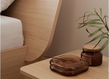 Doppelbett 140x200 mit geneigtem Kopfteil SINA - Helles Eiche