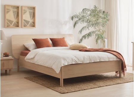 Lit double 160x200 avec tête de lit SINA - Chêne clair 1