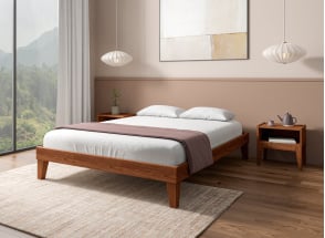 Lit en bois massif 140x190 ACHILLE - Noyer