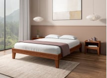 Lit en bois massif 140x190 ACHILLE - Noyer 1