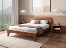 Lit en bois massif 140x190 ACHILLE - Noyer 4