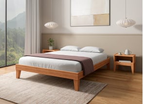 Cama 140x190 y mesitas de noche ACHILLE - Haya