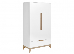 Armoire 2 portes 1 tiroir VOLT – Blanc/Hêtre Nateo Concept - 3