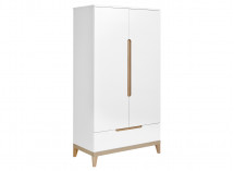 Armoire 2 portes 1 tiroir VOLT – Blanc/Hêtre Nateo Concept - 3
