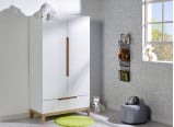 Armoire 2 portes 1 tiroir VOLT – Blanc/Hêtre Nateo Concept - 1